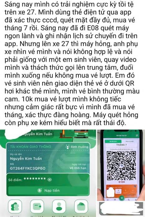 Làm rõ phản ánh phụ xe buýt từ chối nhận vé điện tử do máy quét lỗi