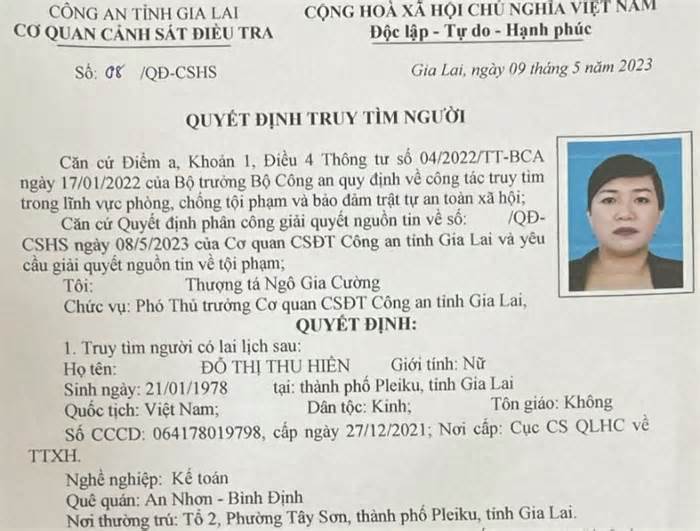 Công an Gia Lai tạm giữ nữ kế toán Ủy ban MTTQ Việt Nam tỉnh để điều tra