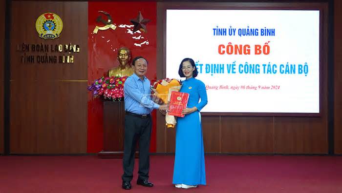 Bà Đinh Thị Ngọc Lan được chỉ định giữ chức Chủ tịch Liên đoàn Lao động tỉnh Quảng Bình