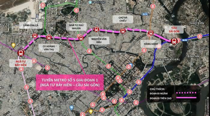 Đề xuất tạm dừng thẩm định dự án metro số 5 ngã tư Bảy Hiền - cầu Sài Gòn