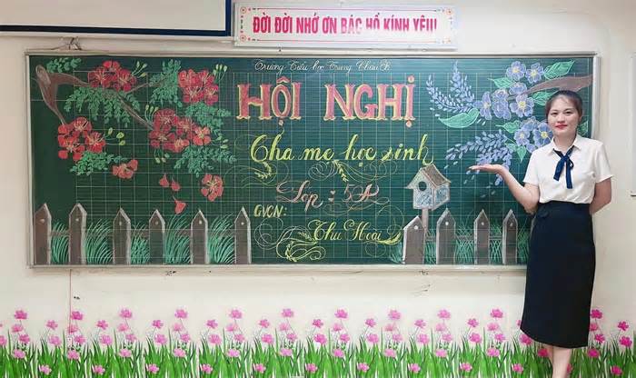 Giáo viên khoe tài trang trí bảng đẹp như tranh vẽ gây bão mạng