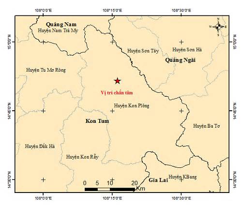 Trưa 28 tháng Chạp, Kon Tum xảy ra liên tiếp 5 trận động đất