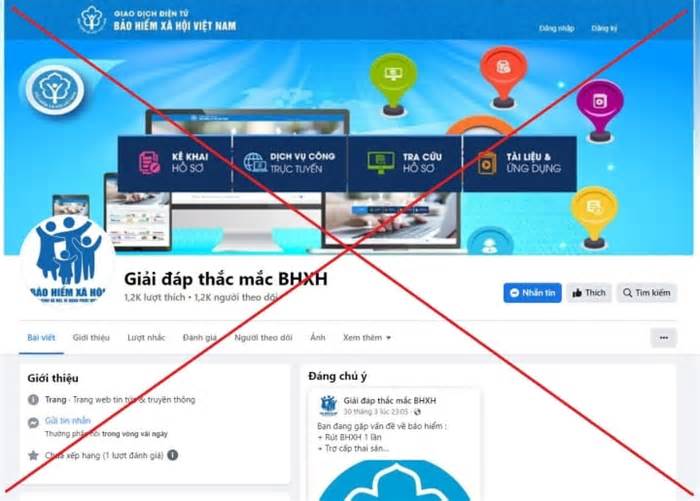 Cảnh báo tiếp tục xuất hiện fanpage giả mạo cơ quan BHXH Việt Nam