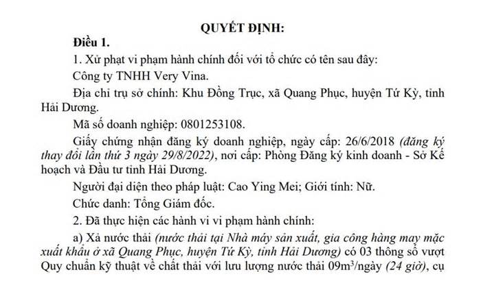 Hải Dương phạt gần 400 triệu đồng 2 doanh nghiệp xả thải vượt quy chuẩn