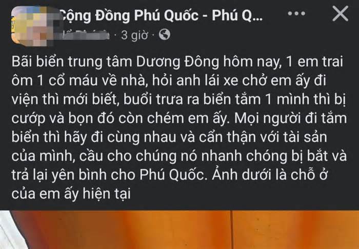 Mạng đưa tin một người đi tắm biển ở Phú Quốc bị cướp, công an đang điều tra