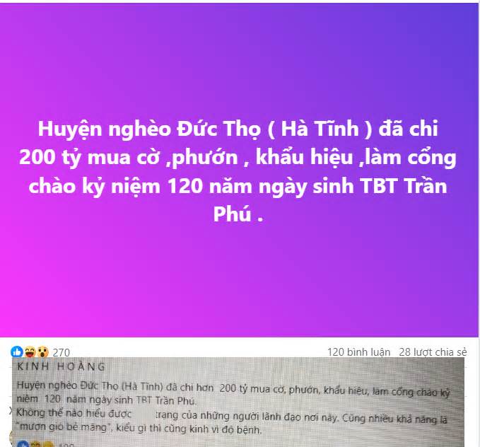 Chi hàng trăm tỉ mua cờ, biểu ngữ… kỷ niệm ngày sinh cố Tổng bí thư Trần Phú là thông tin thất thiệt