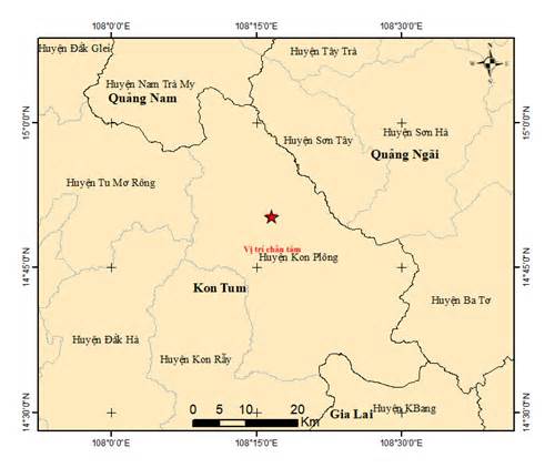 Chưa đầy một tuần, Quảng Nam và Kon Tum ghi nhận 27 trận động đất