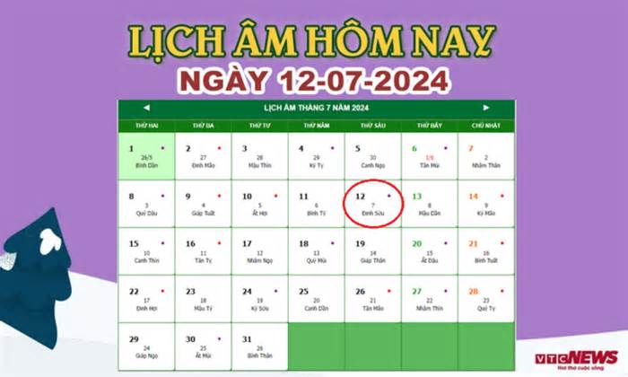 Lịch âm 12/7 - Âm lịch hôm nay 12/7 chính xác nhất - lịch vạn niên 12/7/2024