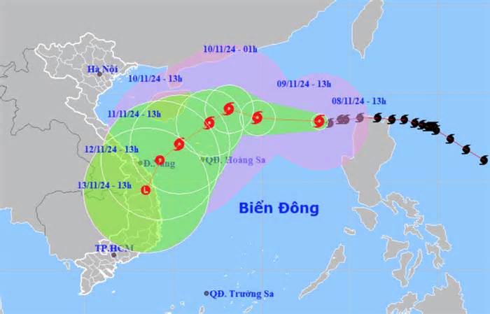 Bão Yinxing đang có xu hướng mạnh thêm