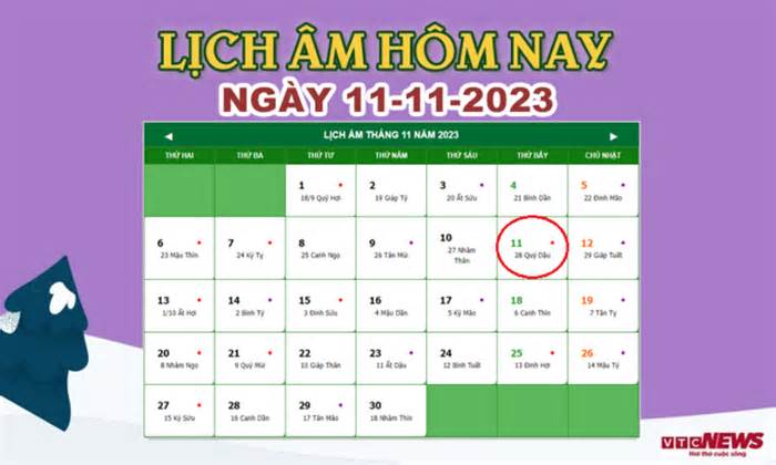 Lịch âm 11/11 - Âm lịch hôm nay 11/11 chính xác nhất - lịch vạn niên 11/11/2023