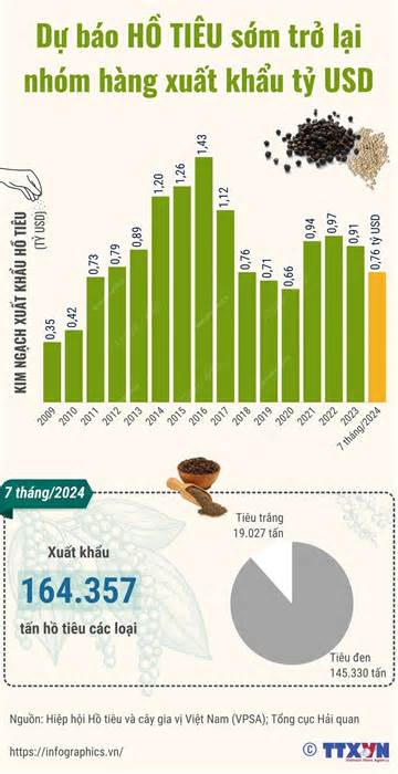 Dự báo hồ tiêu Việt Nam sớm trở lại nhóm hàng xuất khẩu tỷ USD