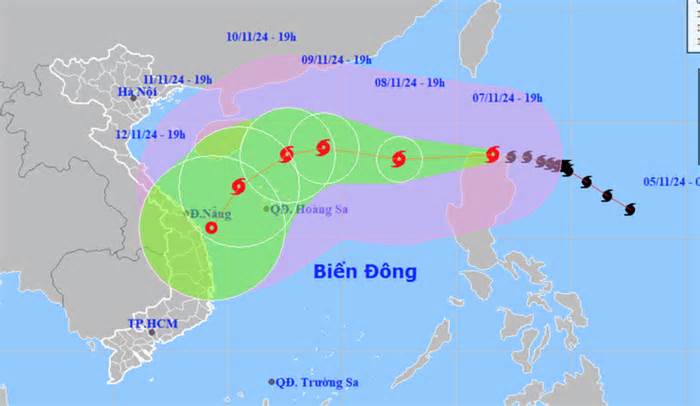 Bão Yinxing sáng 8-11 vào Biển Đông, cường độ mạnh, diễn biến phức tạp