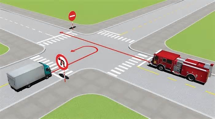 Đi theo hướng mũi tên, xe nào vi phạm luật giao thông?