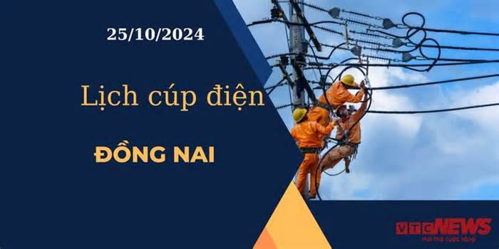 Lịch cúp điện hôm nay ngày 25/10/2024 tại Đồng Nai