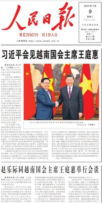 Trung Quốc đưa tin trang trọng chuyến thăm của Chủ tịch Quốc hội Vương Đình Huệ