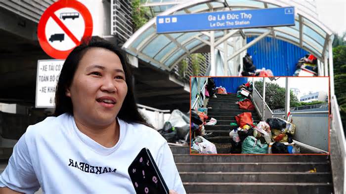 Hà Nội: Rác thải ngập ngụa lối đi tại nhà ga Metro Lê Đức Thọ
