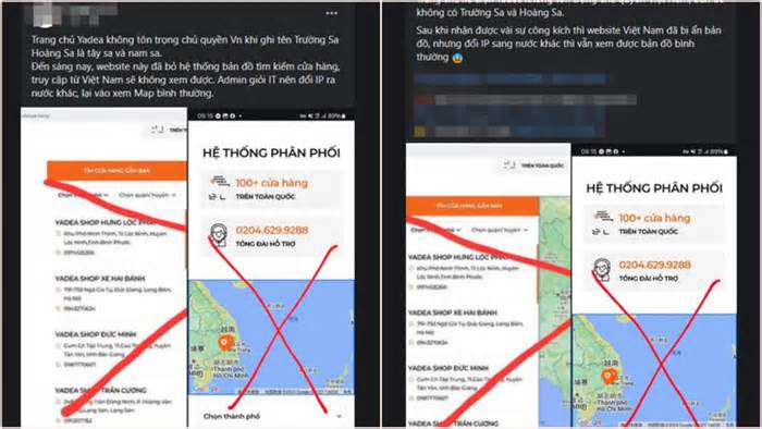 Yadea Việt Nam đăng bản đồ không có Hoàng Sa-Trường Sa của Việt Nam?