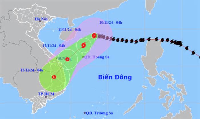 Bão Yinxing đổi hướng, đi về vùng biển Trung Bộ