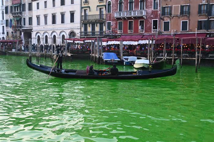 Nhà hoạt động đổ thuốc nhuộm xanh kênh đào Venice