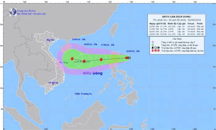 Dự báo áp thấp nhiệt đới: Khoảng 24 giờ tới, mạnh thành bão trên vùng biển phía Đông khu vực Bắc Biển Đông