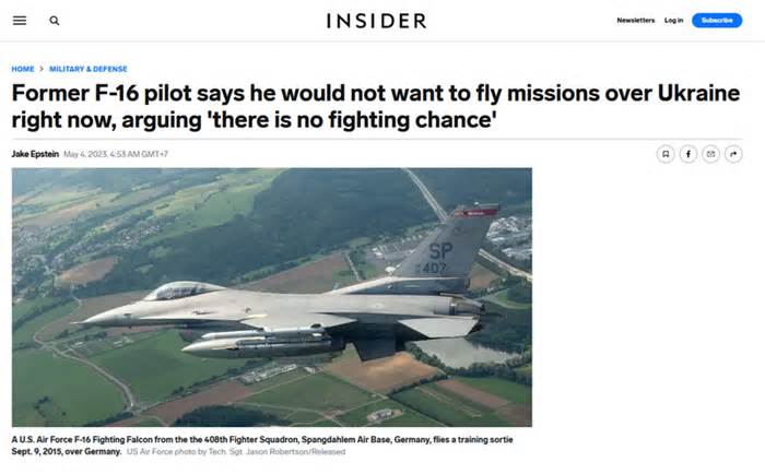 Cựu phi công Mỹ: 'Tiêm kích F-16 sẽ không có cơ hội ở Ukraine'