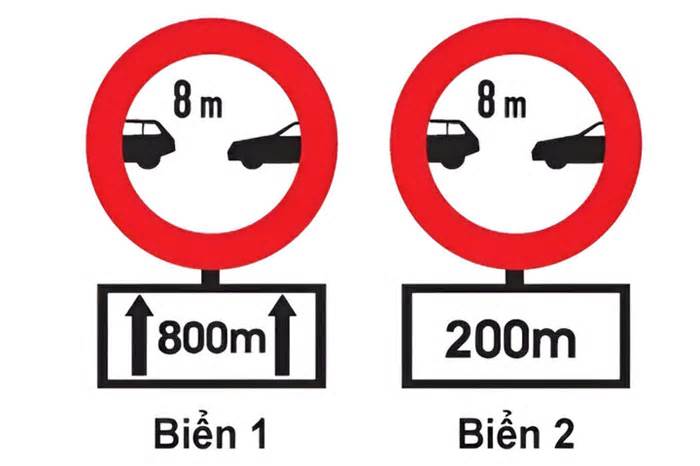 Biển nào báo khoảng cách từ nơi đặt biển đến nơi cần cự ly tối thiểu giữa 2 xe?