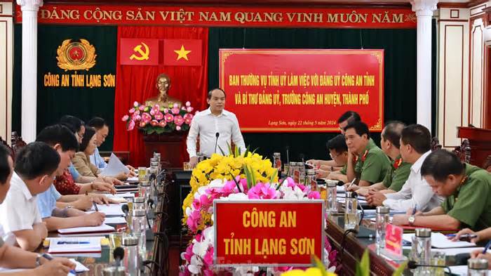 Ban Thường vụ Tỉnh ủy Lạng Sơn làm việc với Đảng ủy Công an tỉnh