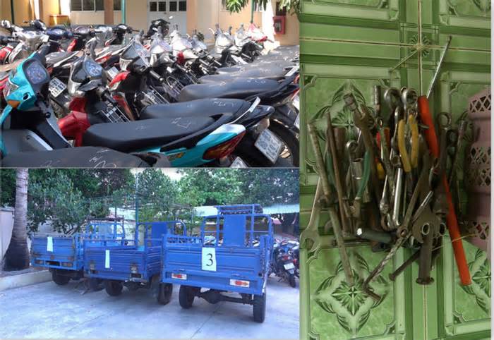 Công an Bình Thuận triệt phá nhóm trộm, thu giữ cả dãy xe máy, xe ba gác