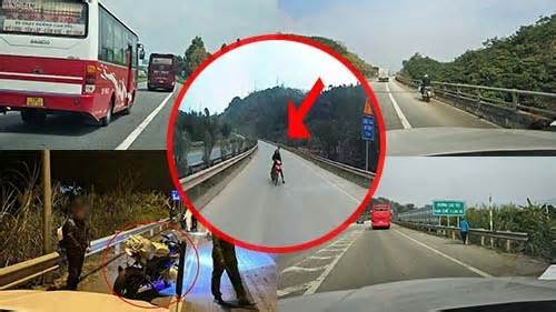 Người đi bộ, xe máy bất chấp nguy hiểm, lưu thông trên cao tốc Nội Bài - Lào Cai