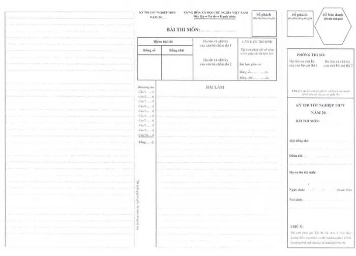 Bộ Giáo dục đổi mẫu giấy thi tốt nghiệp THPT