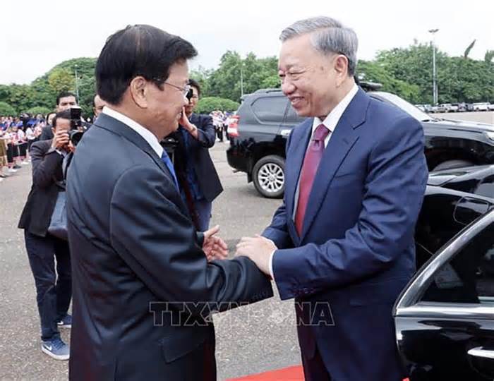 Lễ đón chính thức Chủ tịch nước Tô Lâm thăm cấp Nhà nước tới CHDCND Lào