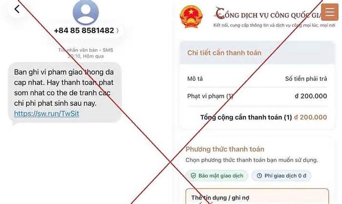 Chiêu lừa 'giảm 50% nếu nộp sớm phạt nguội' nhằm chiếm tài khoản ngân hàng