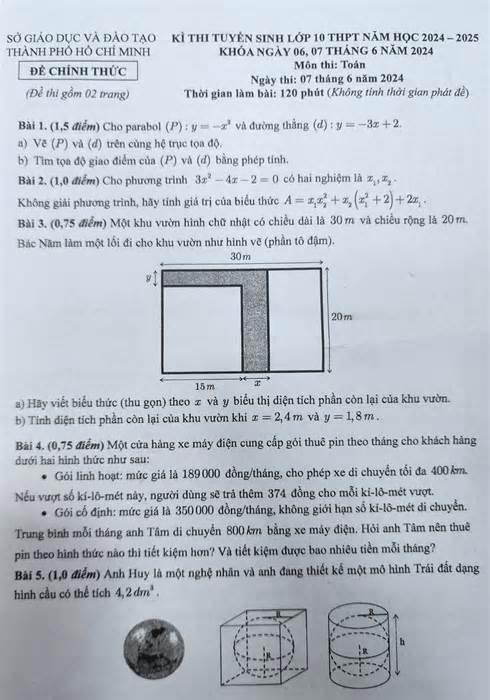 Đề Toán thi lớp 10 ở TP HCM