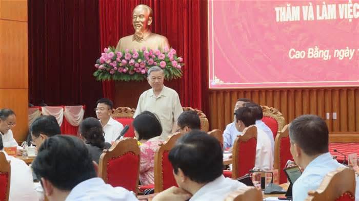 Chủ tịch nước Tô Lâm làm việc với lãnh đạo chủ chốt tỉnh Cao Bằng