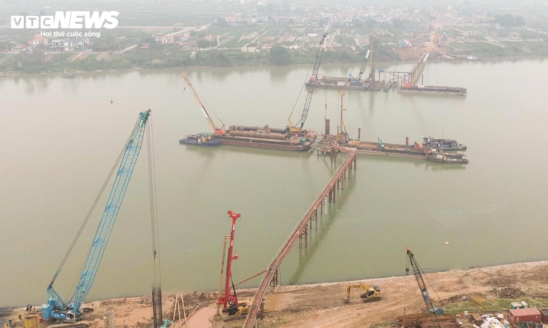 Mục sở thị đại công trường thi công 7 cầu bắc qua sông Hồng - 6