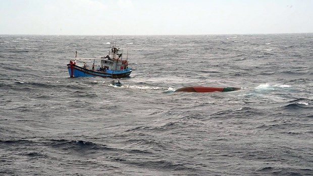 Bình Định: Tàu cá bị sóng đánh chìm, hai thuyền viên mất tích
