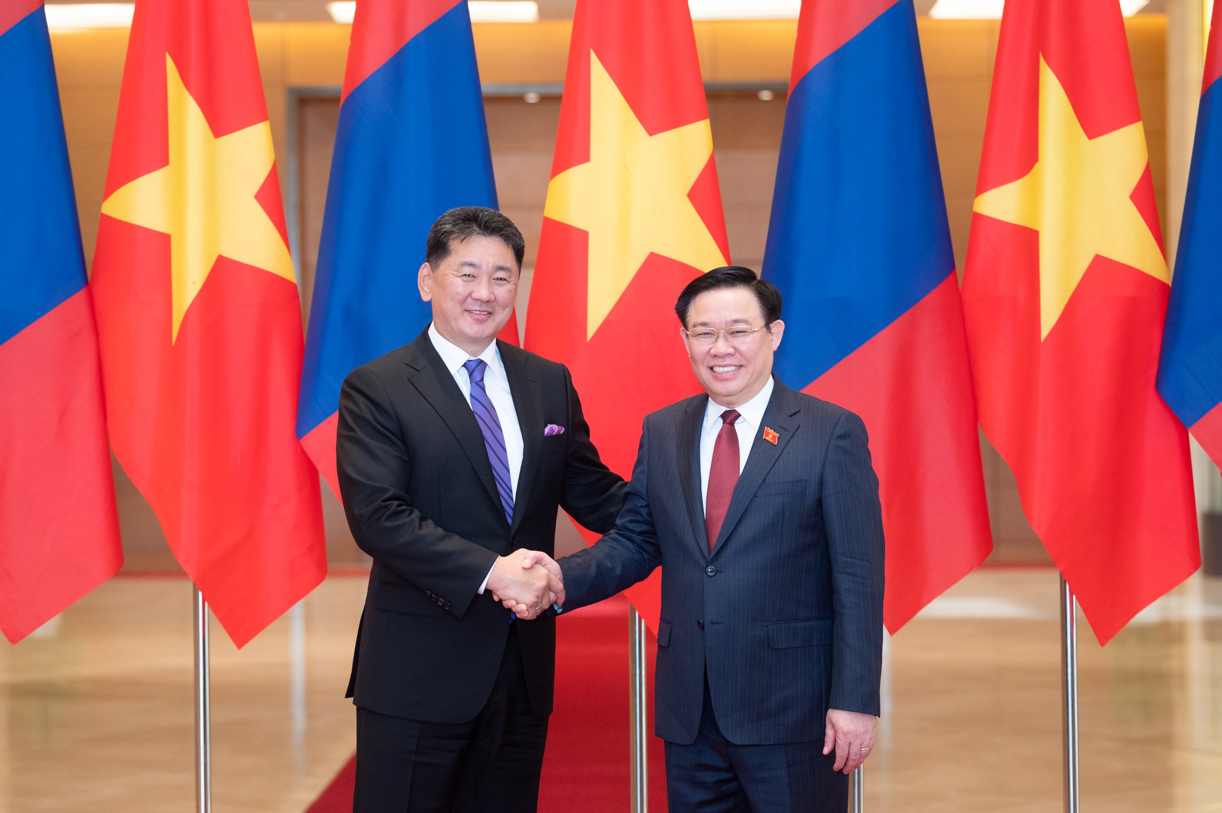 Chủ tịch Quốc hội Vương Đình Huệ hội kiến với Tổng thống Mông Cổ