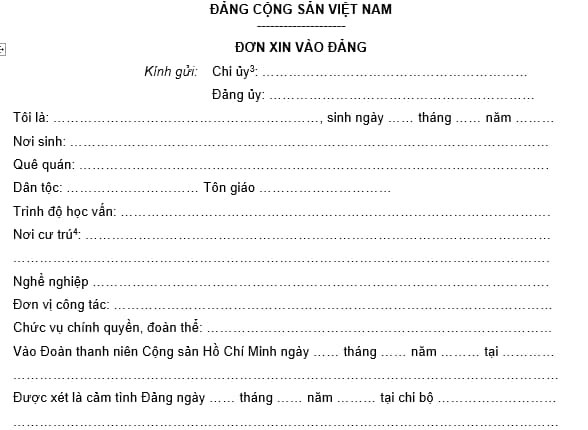 Mẫu đơn xin vào Đảng, cách ghi đơn xin vào Đảng mới nhất năm 2024