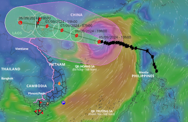 Dự báo mới nhất đường đi và vùng nguy hiểm do siêu bão số 3
