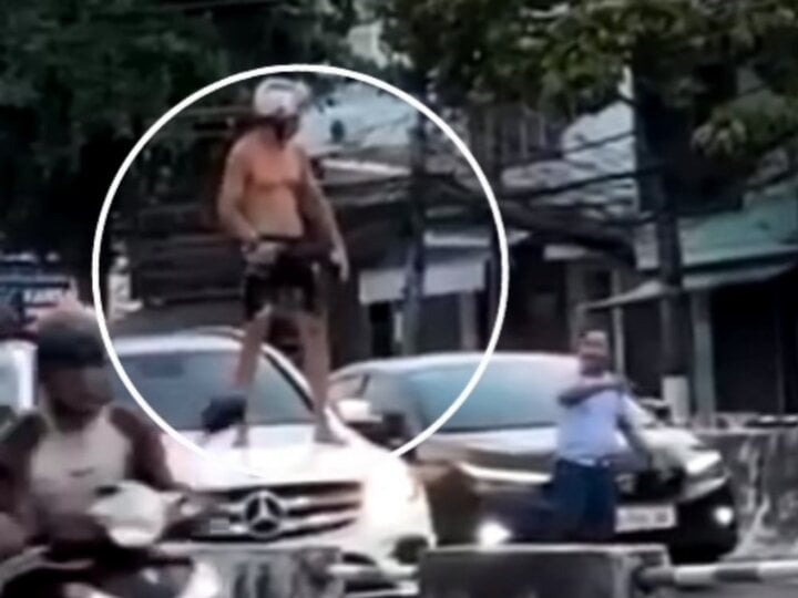 Người đàn ông ngoại quốc đập phá xe, la hét trên đường phố Nha Trang